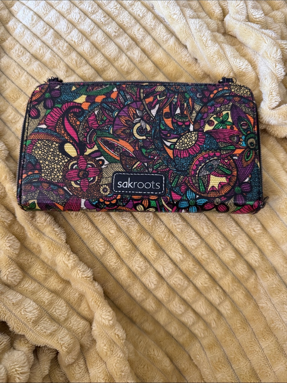 Sakroots Floral Paisley Zip Wallet in Black, Purple, Green, Orange